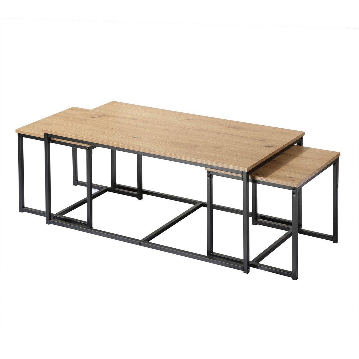 COUCHTISCHE zum Ausziehen im 3er Set - Eichefarben, Holzwerkstoff (100/50/45cm) - Calicosy