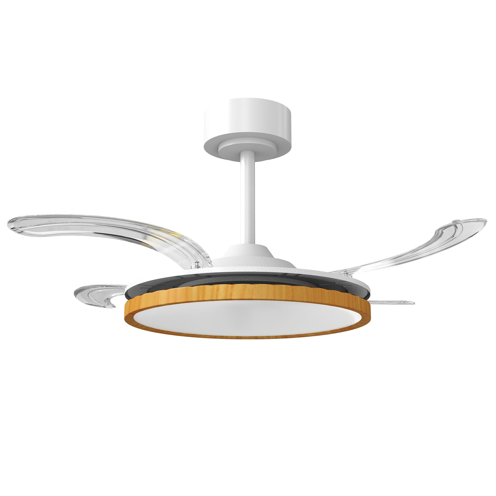 DECKENVENTILATOR-MIT-LICHT Stahl Naturholz - Naturfarben, Metall (95/95/36cm) - HOMCOM