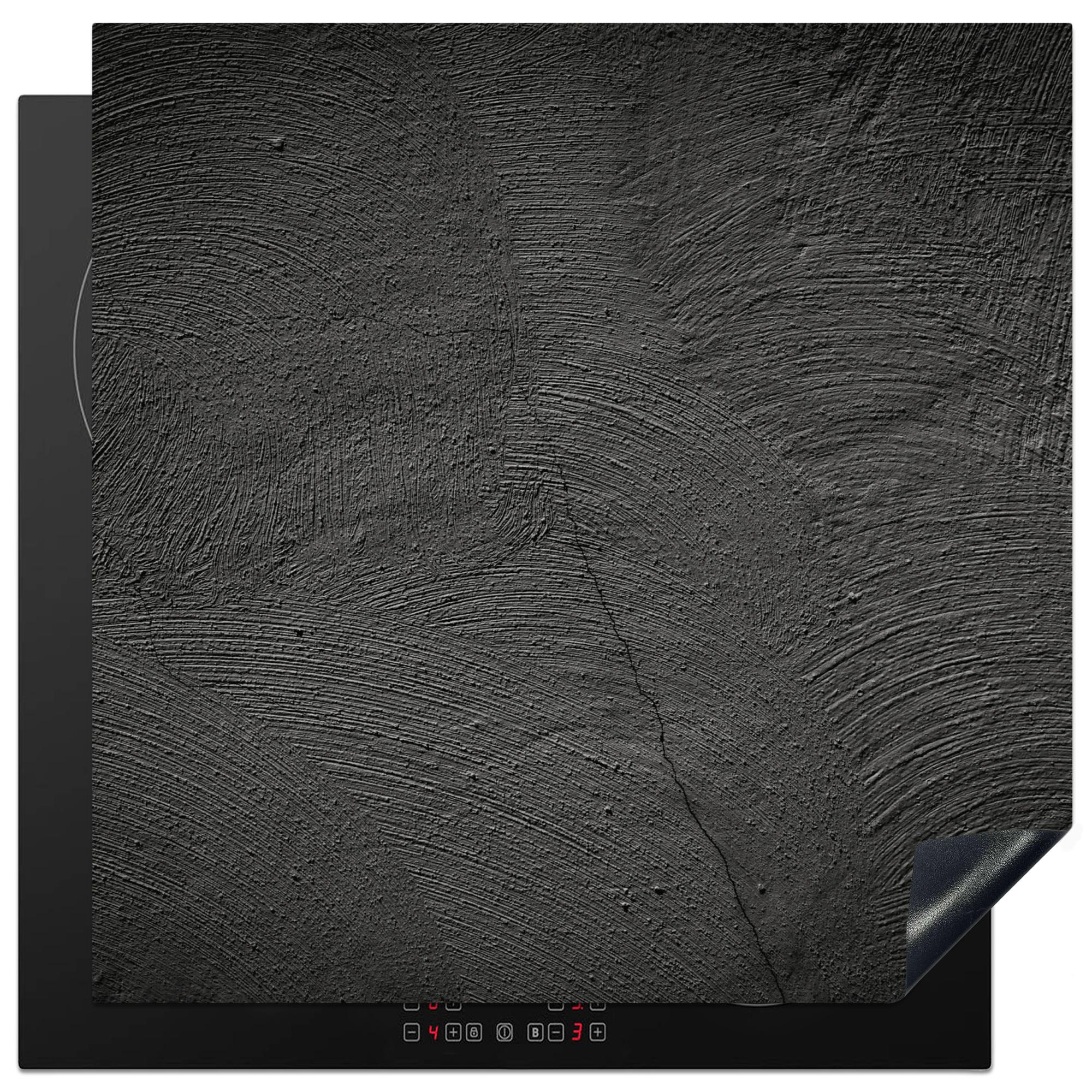 HERDABDECKPLATTE Beton - Schwarz - Industriell Induktionsmatte 78x78 cm - Anthrazit, Kunststoff (78/78/0.2cm) - MuchoWow
