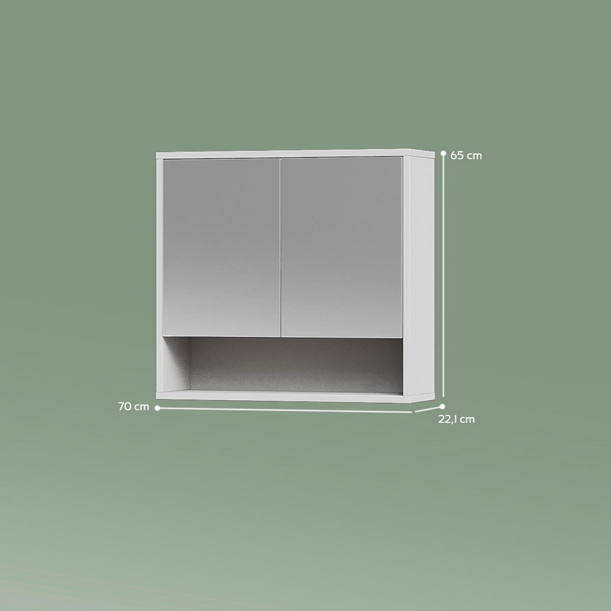 SPIEGELSCHRANK ATERNO Weiß 70 x 65 cm mit 2 Türen - Weiß, Holzwerkstoff (70/65/22.1cm) - Livinity®
