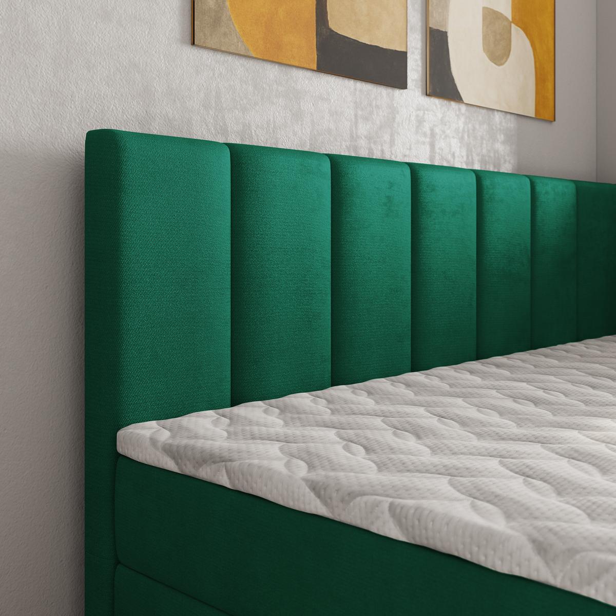 BOXBETT BEVE 90x200 cm mit Matratze und Topper, H2+H3 - Grün - Grün, Holz (90/200cm) - MASSENO