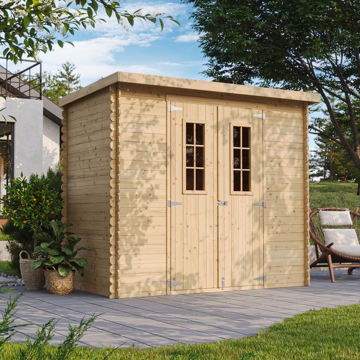 HOLZ-GARTENHAUS - B239xL142xH200 cm/ 2,63 m2 - M310C - Beige, Holz (239/200/142cm) - Timbela
