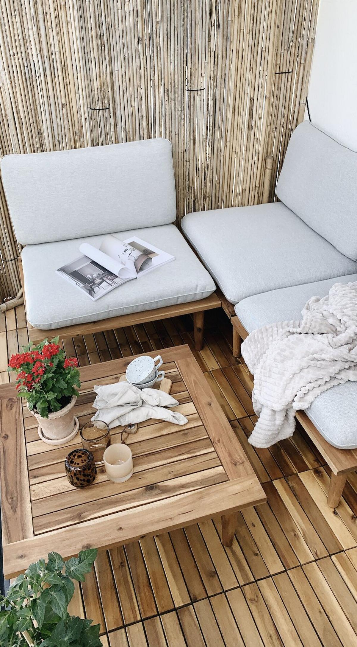 4-SITZER LOUNGE SET Akazienholz Grau Frascati - Grau, Holz - Beliani