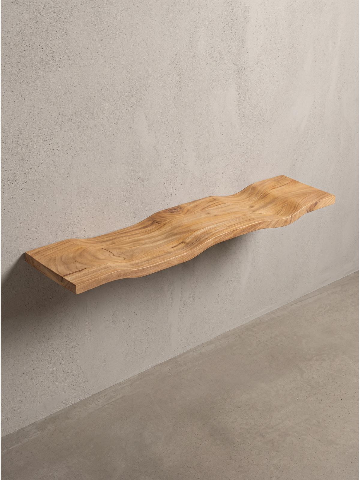 WANDREGAL LEVANTO, Akazie Massivholz, handgefertigt, 80 x 20 x 2,5 cm - Akaziefarben, Holz (80/2.5/20cm) - KADIMA DESIGN