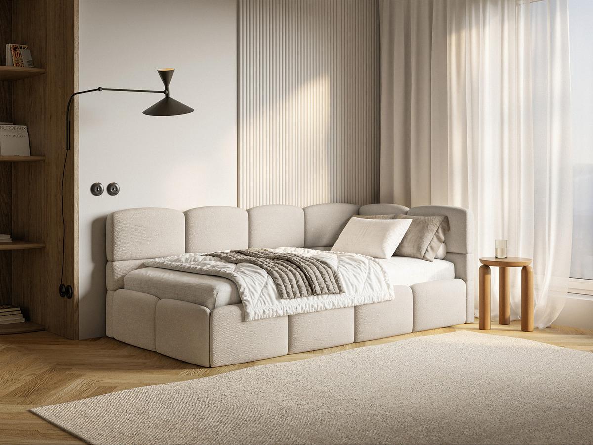 JUGENDBETT Cloudy Cremeweiß 120 x 200 cm - Creme/Schwarz, Kunststoff/Textil (120/200cm) - Selsey