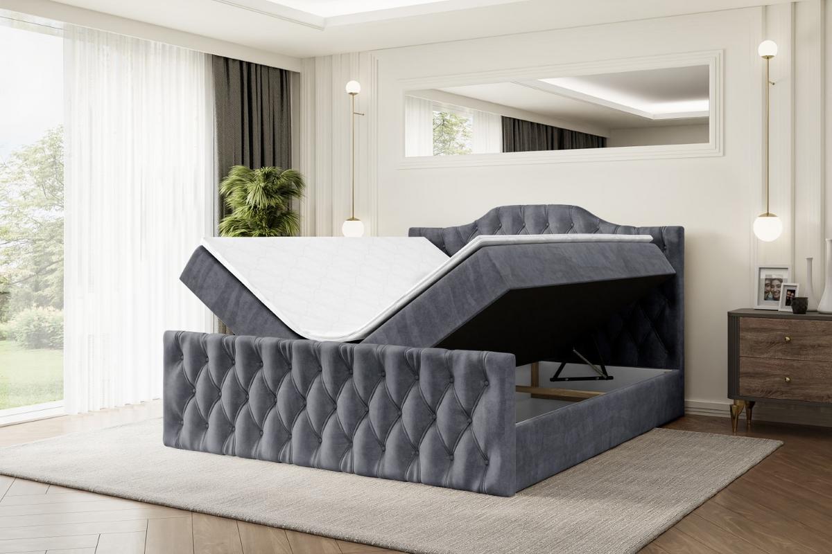BOXBETT VILA-1-Z - 120x200 cm - H3 - Dunkelgrau - Dunkelgrau, Holzwerkstoff (120/200cm) - ALTDECOR