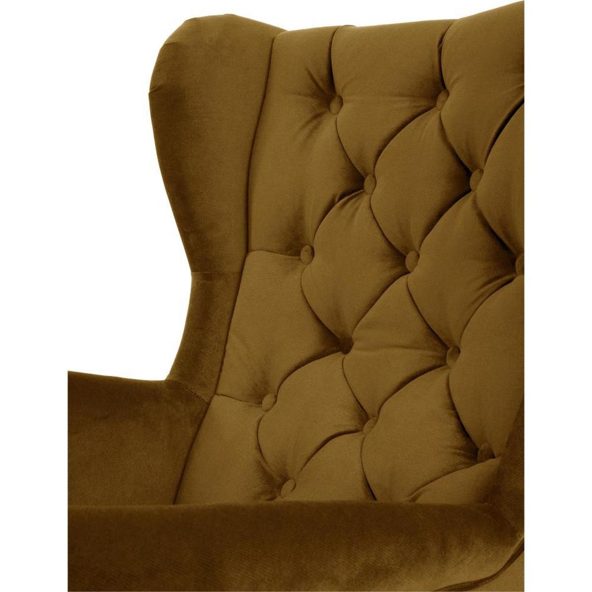 CHESTERFIELD-SESSEL Falco gelb mit Holzbeinen - Currygelb/Wengefarben, Holz/Textil (82/102/92cm) - Beautysofa