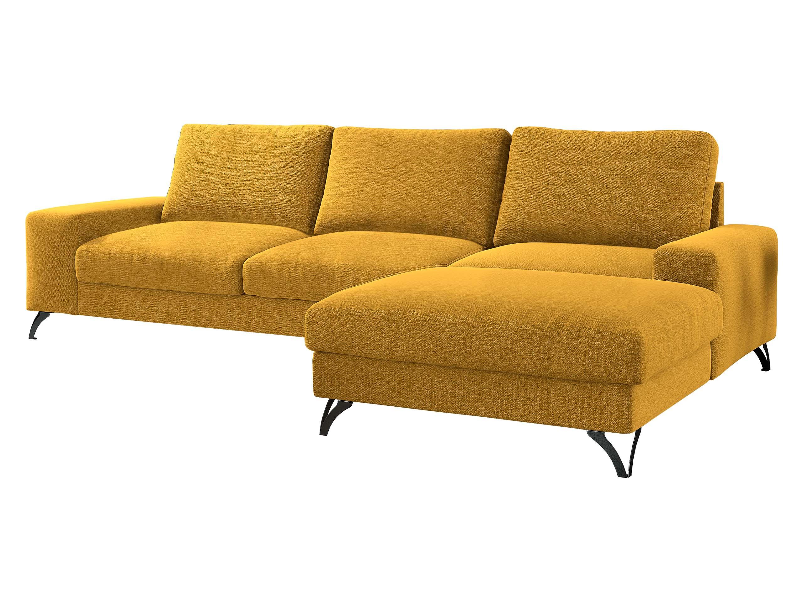ECKSOFA Flavio, Seite: Rechts - L4+L2F+R1F - Gelb/Schwarz, Holz/Textil (300/179cm) - MIRJAN24