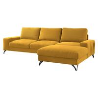 ECKSOFA Flavio, Seite: Rechts - L4+L2F+R1F - Gelb/Schwarz, Holz/Textil (300/179cm) - MIRJAN24