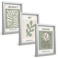 BILDER SET 3er Set - 20x30 cm Silberner Rahmen - Poster mit Pflanzenmustern von Matisse - Silberfarben, Kunststoff (20/30cm) - TULUP