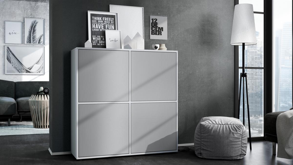 HIGHBOARD Cuba Türen in Hellgrau seidenmatt - Greige, Holzwerkstoff (104/105.5/35.5cm) - Vladon