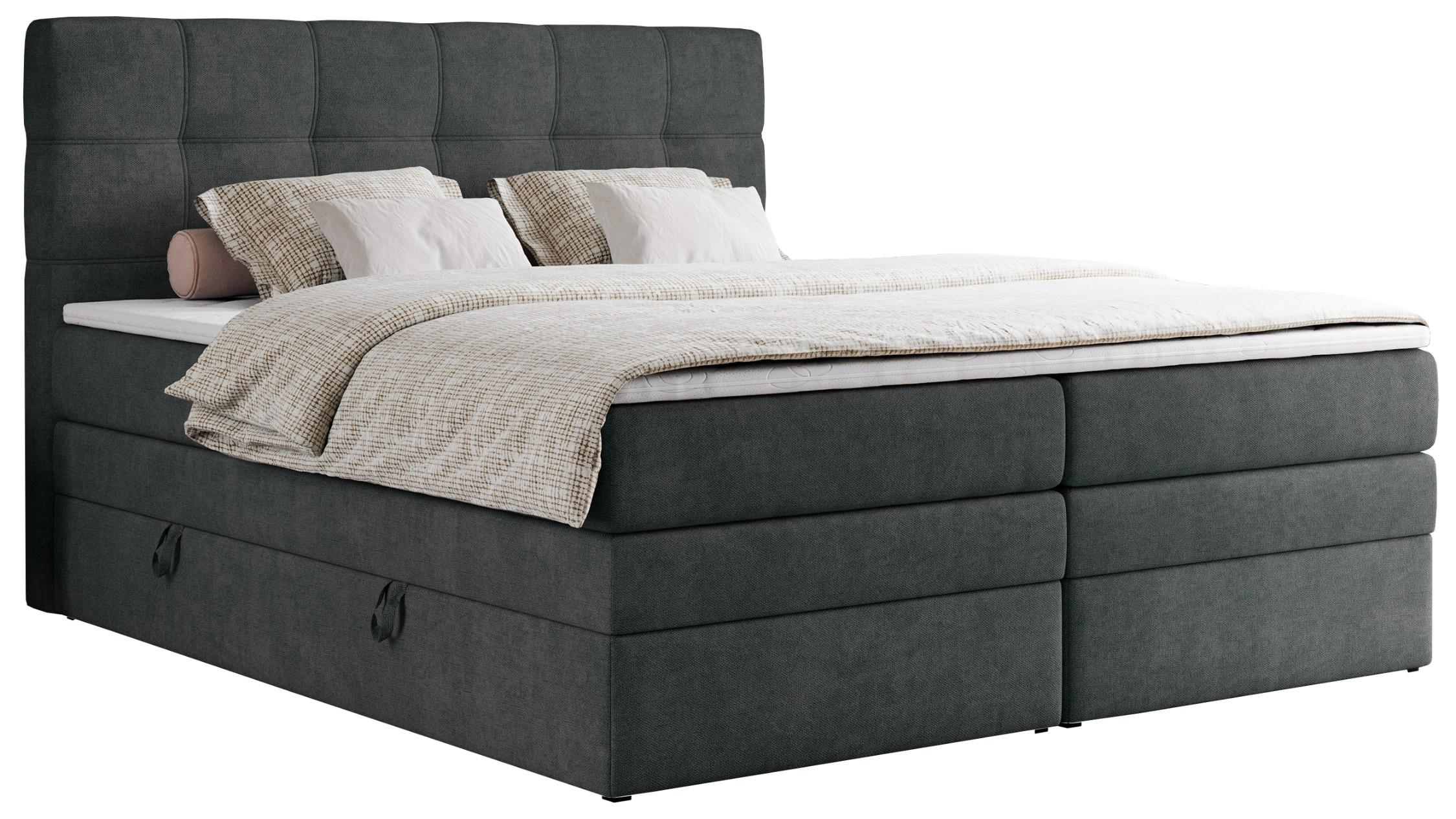BOXSPRINGBETT ERNI KING 140/200 Dunkelgrau Struktur - H3 - Dunkelgrau, Holz/Textil (140/200cm) - MKS