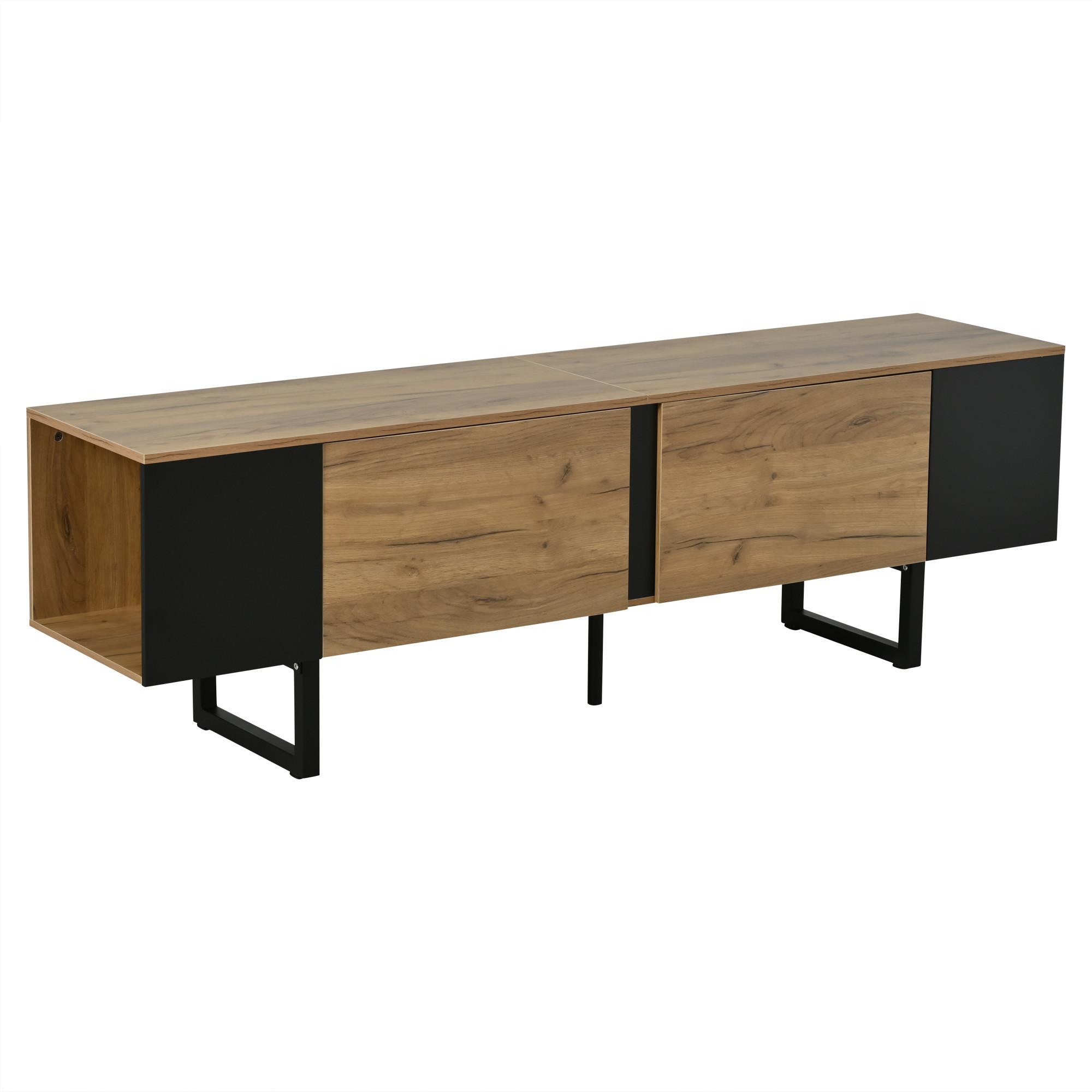 TV-LOWBOARD holzwerkstoff natur & schwarz für tvs bis 75 zoll - Naturfarben, Holzwerkstoff (180/55/40cm) - Urban Meuble