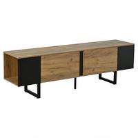 TV-LOWBOARD holzwerkstoff natur & schwarz für tvs bis 75 zoll - Naturfarben, Holzwerkstoff (180/55/40cm) - Urban Meuble