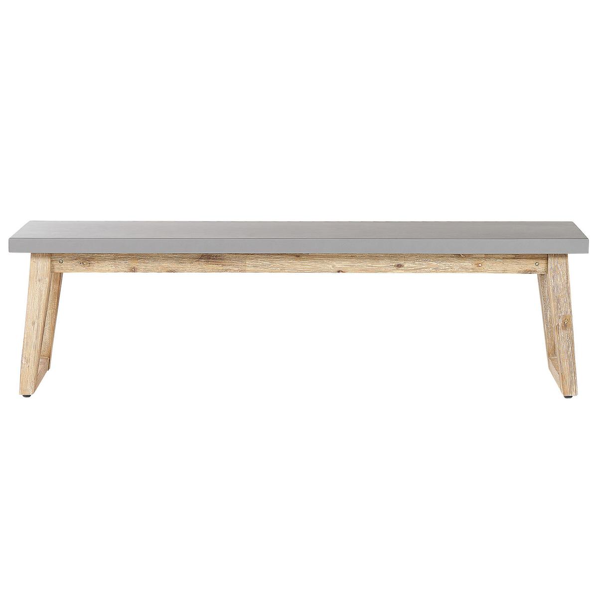 GARTENMÖBEL SET Beton/Akazienholz grau Tisch mit 2 Bänken Oria - Hellbraun/Grau, Stein - Beliani