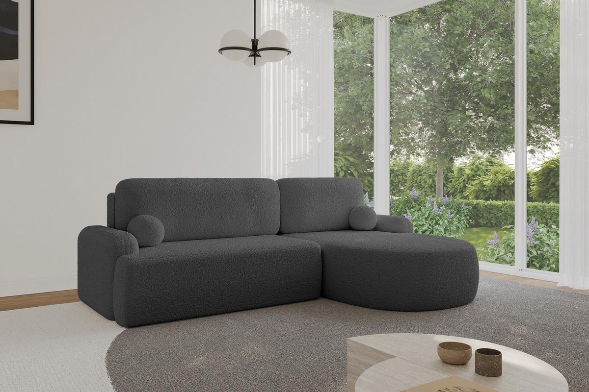 ECKSOFA mit Schlaffunktion und Bettkasten LIRA-L - 264x172x89 Grau - Grau, Holzwerkstoff/Textil (172/264cm) - ALTDECOR