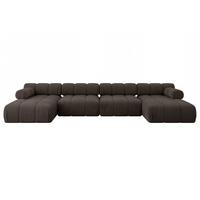 WOHNLANDSCHAFT modulares Sofa Tesso-U2 - 380x160x70 cm Braun Velours - Braun, Holzwerkstoff/Textil (380/70/160cm) - ALTDECOR