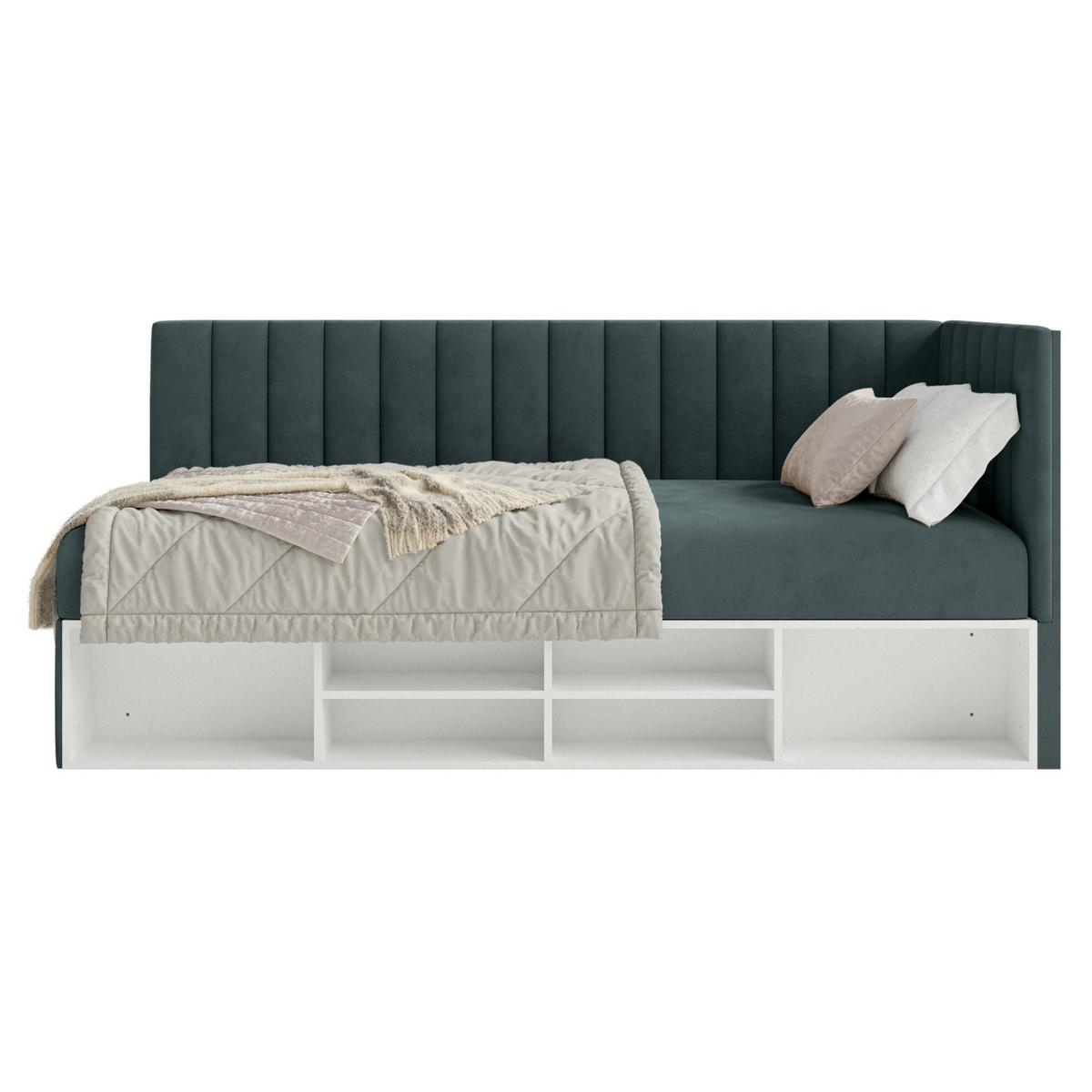 JUGENDBETT Ventrio Blaugrau Easy-Clean-Samtbezug 90x200 cm - Hellgrau, Holz/Textil (90/200cm) - Selsey