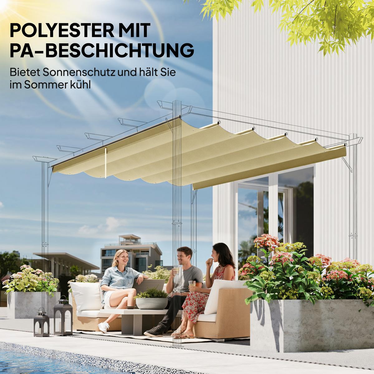ERSATZDACH aus Polyester Beige - Beige, Kunststoff (255/6/250cm) - Outsunny