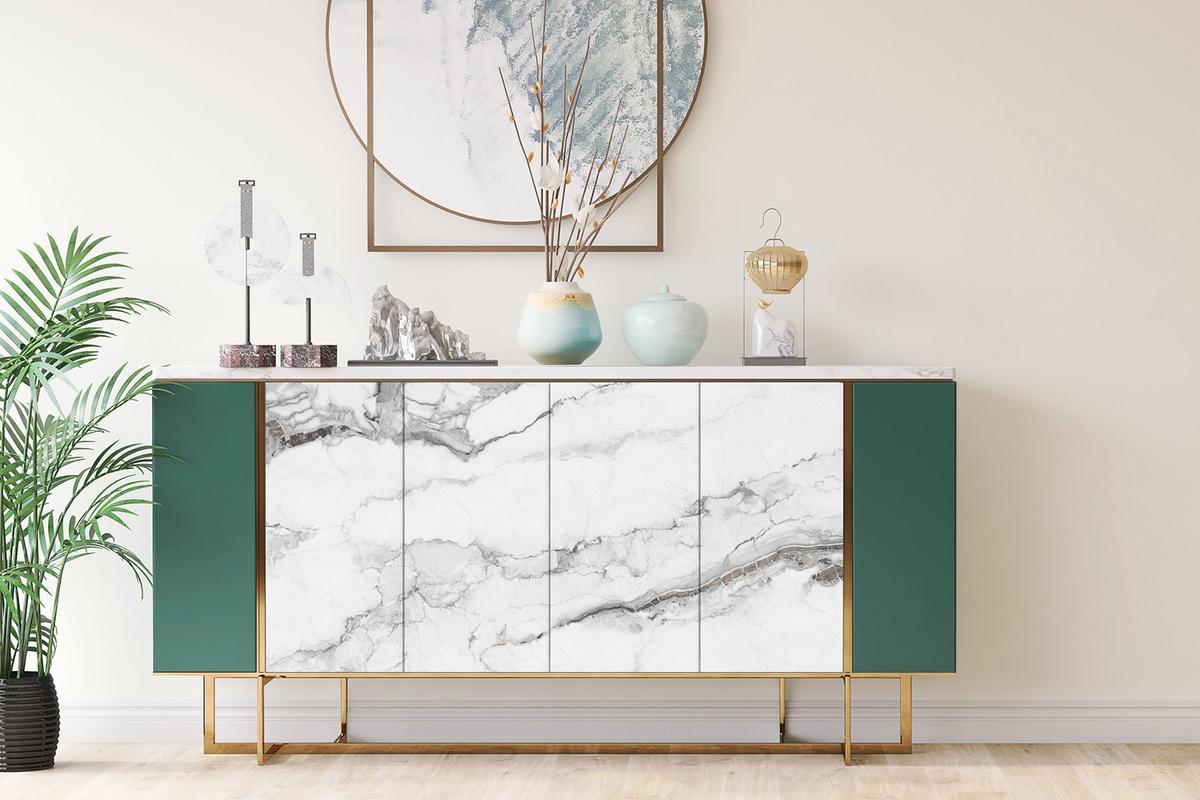 MÖBELAUFKLEBER 100x50 cm Heller Marmor - Weiß, Kunststoff (100/50/50cm) - TULUP