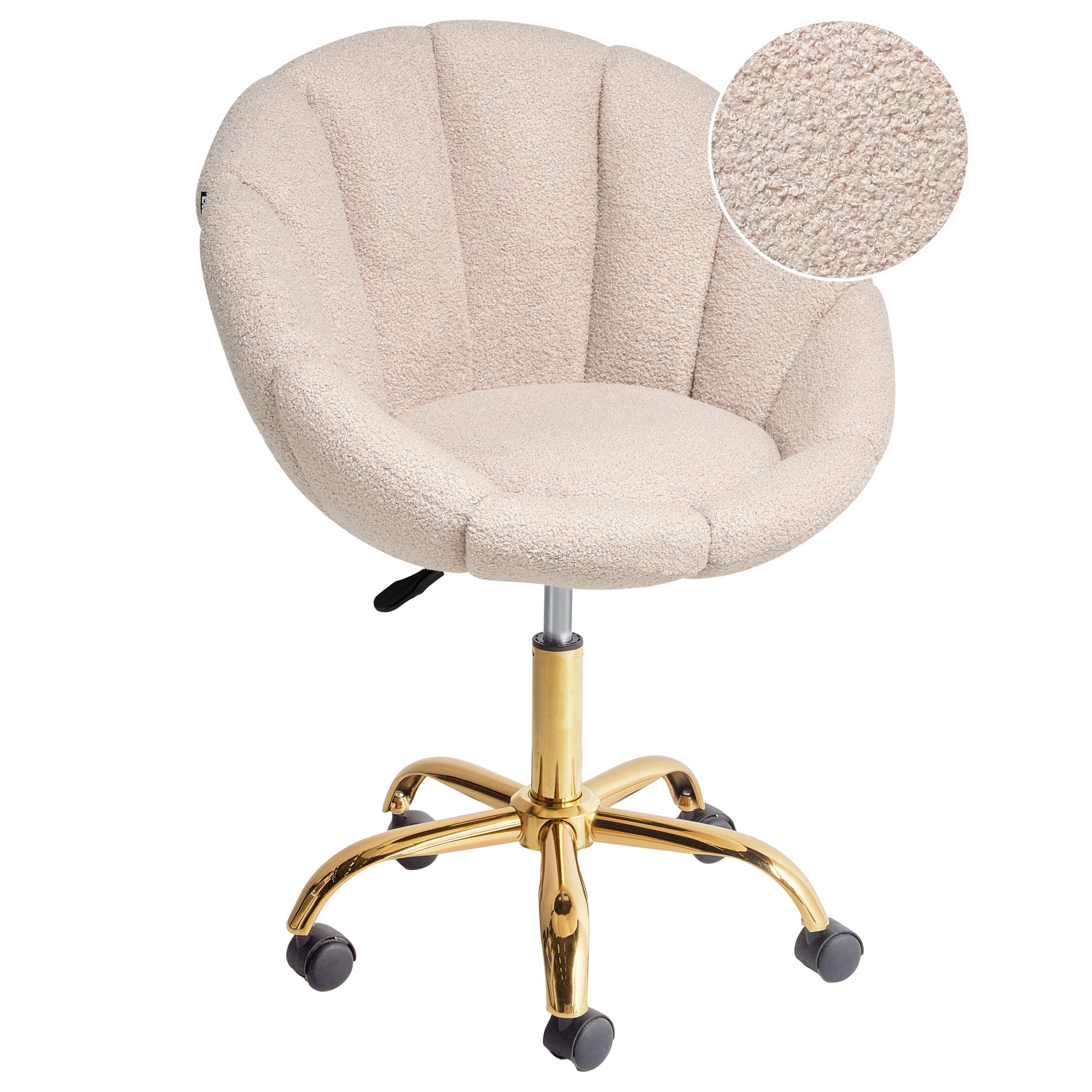 SCHREIBTISCHSTUHL Bouclé Beige Annabelle - Beige, Textil (66/81/39cm) - Beliani