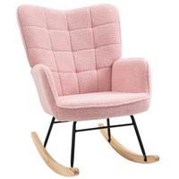 SCHAUKELSTUHL Sessel Relaxsessel bis 120 kg, Polyester, Rosa 98x71x101cm - Rosa/Naturfarben, Buchenholz/Textil (98/101/71cm) - HOMCOM