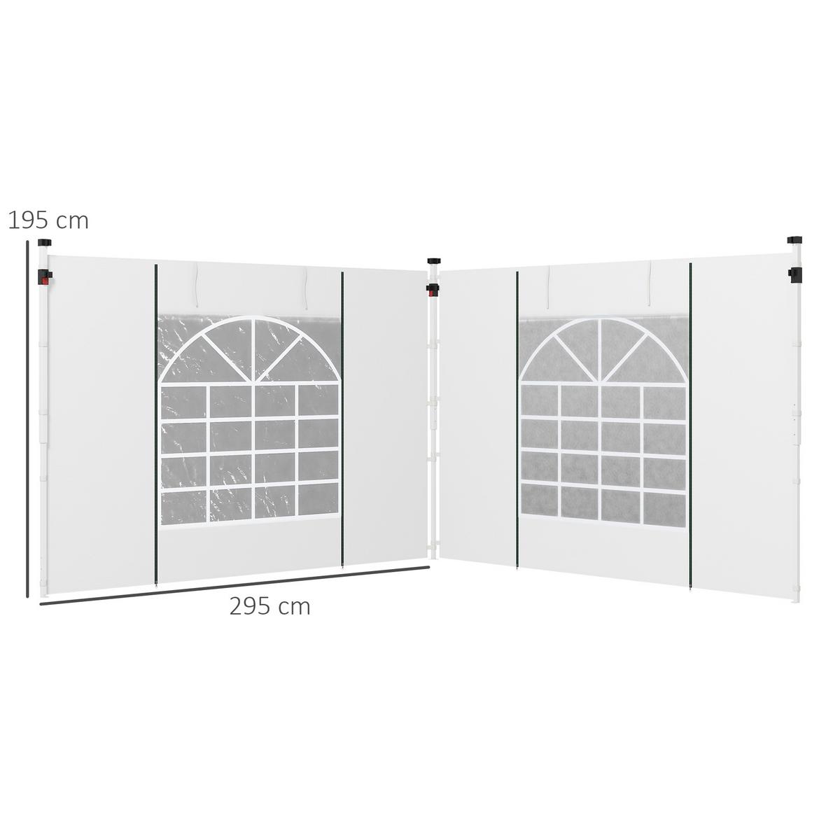 SEITENPLANEN mit Fenster, Tür, Ersatzwände für Partyzelt, Oxford, Weiß - Weiß, Kunststoff (1/195/295cm) - Outsunny