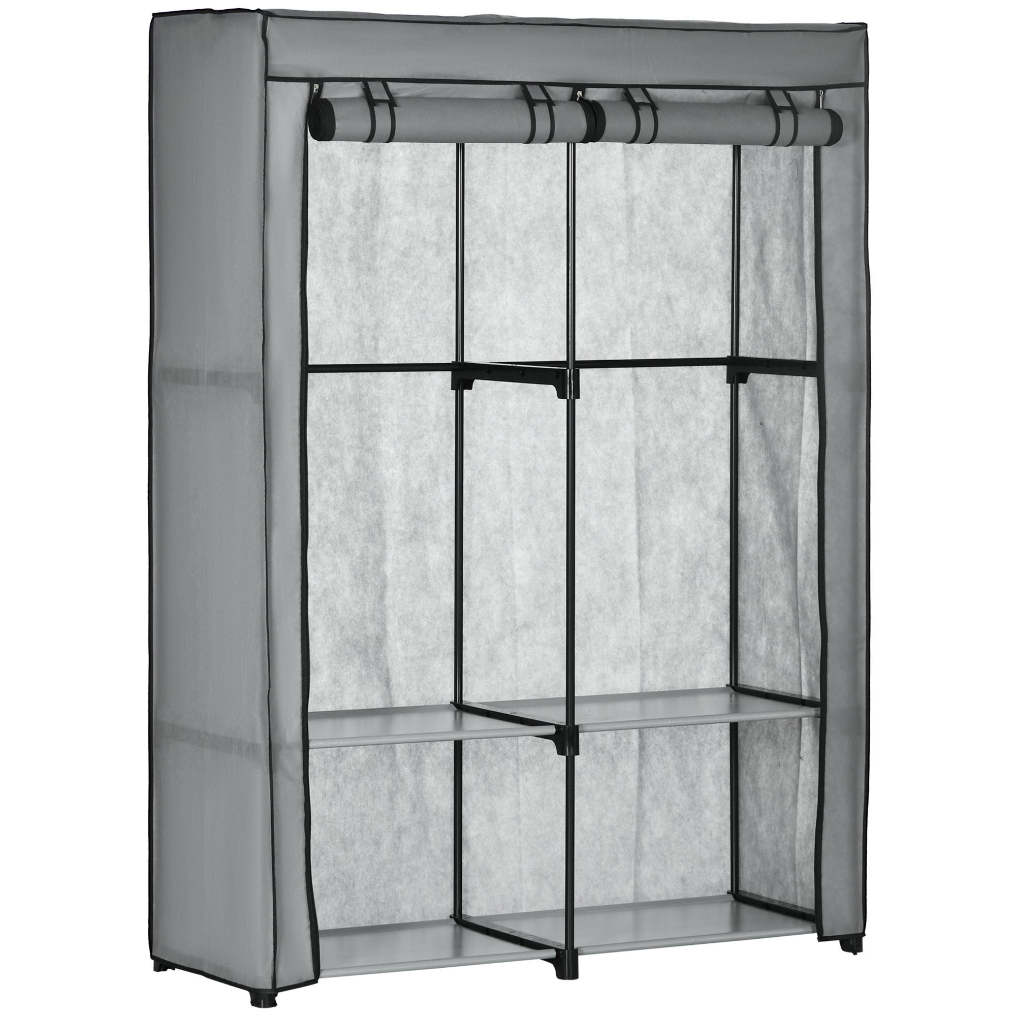 KLEIDERSCHRANK, Stoffschrank, Hellgrau - Hellgrau, Metall (49/170/118cm) - HOMCOM