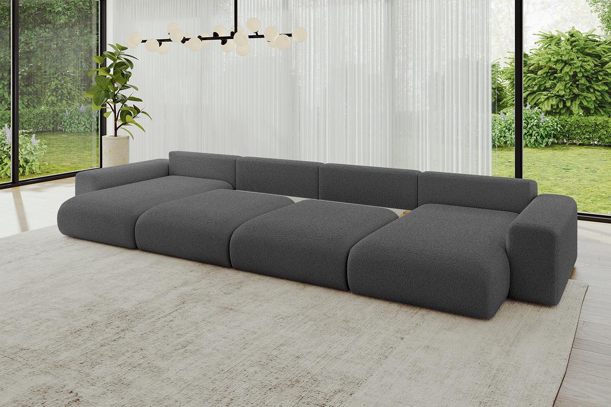 WOHNLANDSCHAFT mit Schlaffunktion ESKAR-U2-464x176x72cm Grau - Platinfarben, Holzwerkstoff/Kunststoff (176/72/464cm) - ALTDECOR