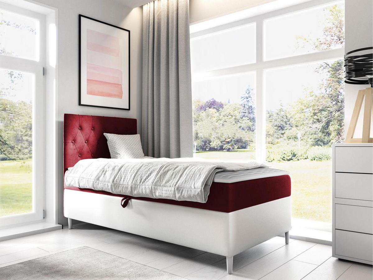 BOXBETT Filip Junior 1, Seite zum Öffnen des Bettkastens: Links - H3 - Rot/Weiß, Holz (90/200cm) - MIRJAN24