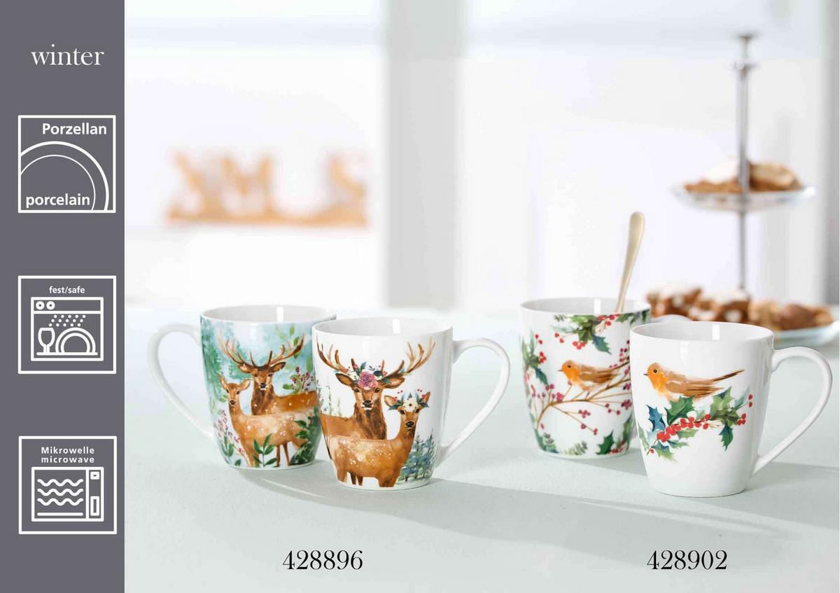 HENKELBECHER Winter Bird bunt 360 ml 6er Set - Multicolor, Keramik (0.36L) - Ritzenhoff Breker