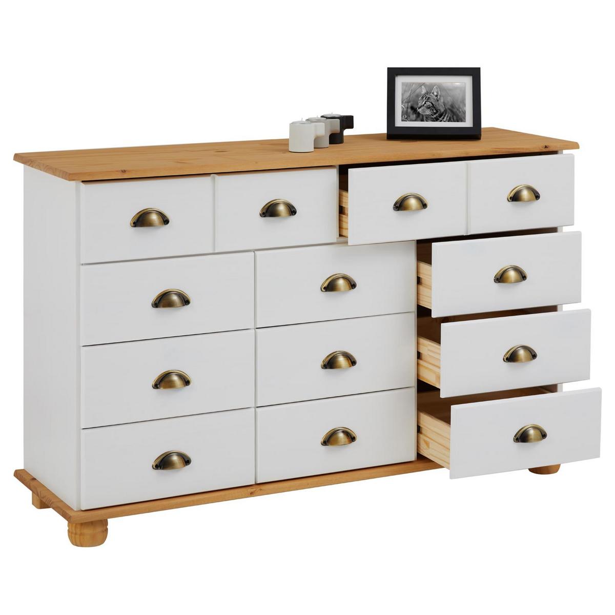 APOTHEKERKOMMODE COLMAR weiß/braun - Weiß/Braun, Holz (117/73/35cm) - IDIMEX