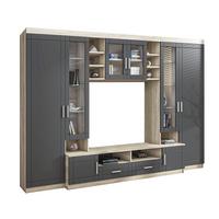 WOHNWAND Parisca Sonoma Eiche, Graphit 340/198/44 cm mit viel Stauraum - Beige/Grau, Holzwerkstoff/Kunststoff (340/198/44cm) - AX Living