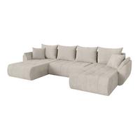 WOHNLANDSCHAFT mit Schlaffunktion und Bettkasten TOKO-U 378x194x86 Creme Cord - Ecru/Creme, Holzwerkstoff/Kunststoff (378/86/194cm) - ALTDECOR