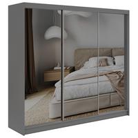 SCHWEBETÜRENSCHRANK mit Schubladen 240 - DUBROWNIK - Grau mit Spiegel - Alufarben/Grau, Holzwerkstoff/Metall (240/216/61cm) - MKS