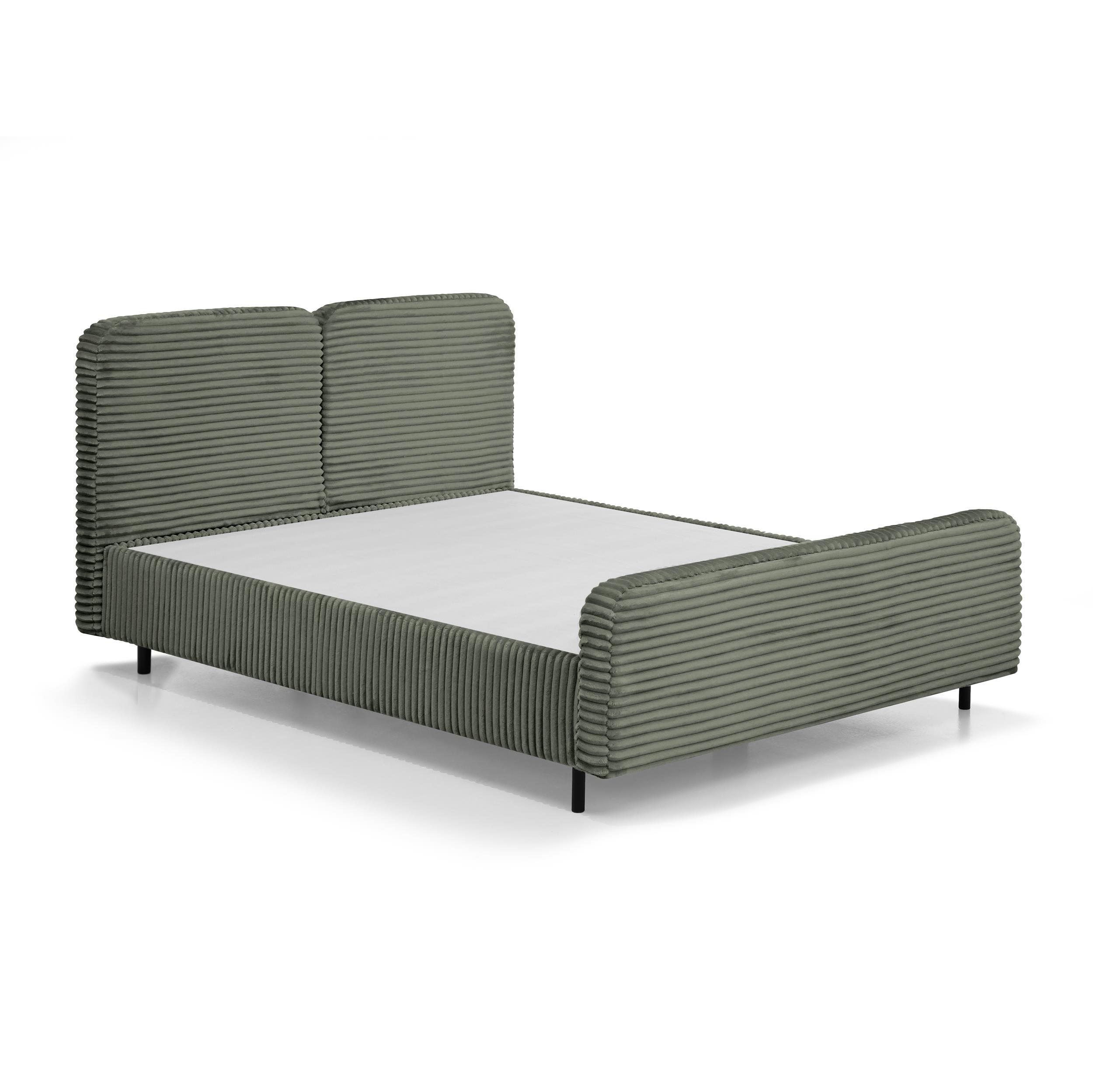 POLSTERBETT Lea mit Bettkasten, 140x200, Grün - Schwarz/Grün, Textil (140/200cm) - Beautysofa