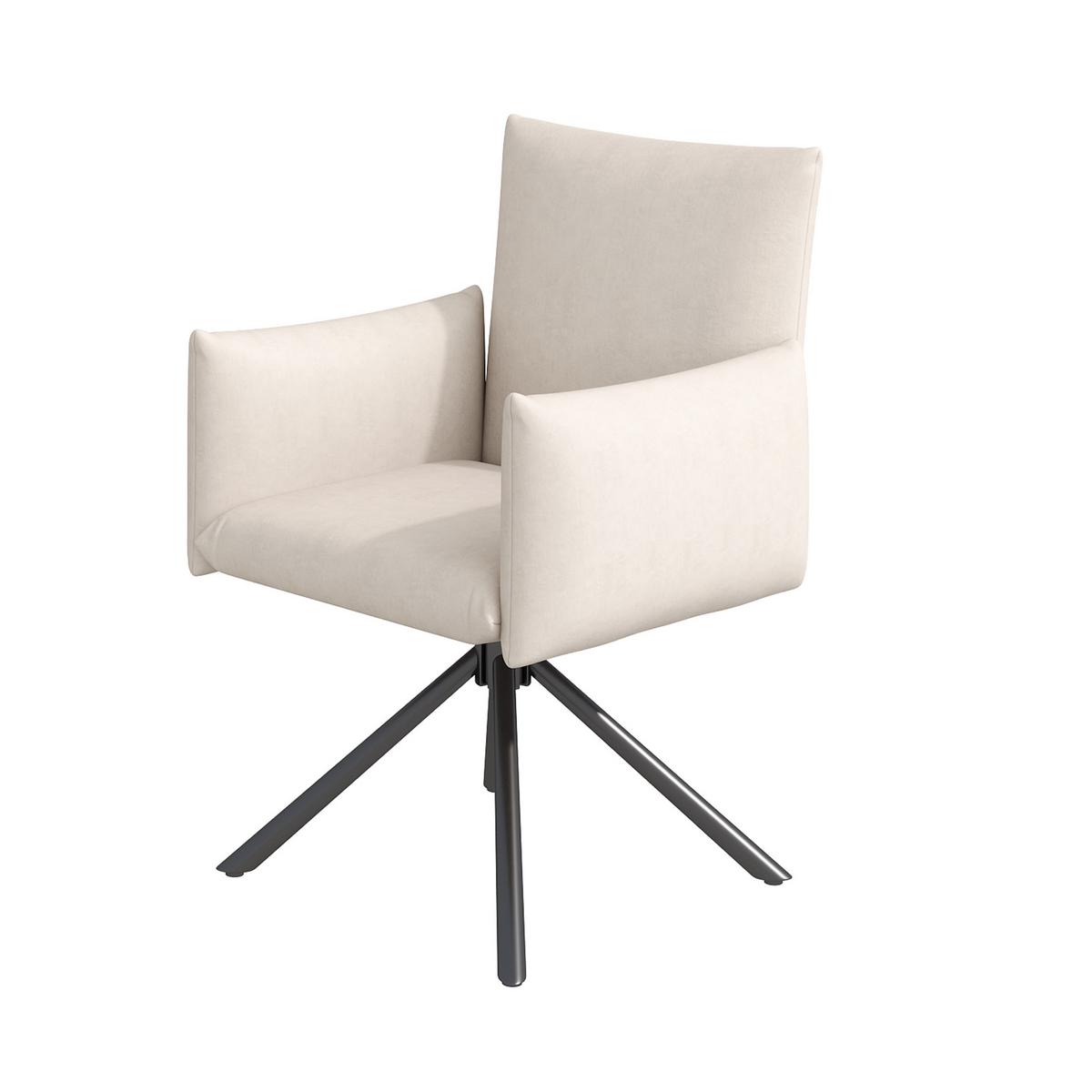 ESSZIMMERSTUHL 2er set samt gepolstert drehbar metallgestell mit armlehnen - Beige, Textil (60/88/60cm) - Urban Meuble
