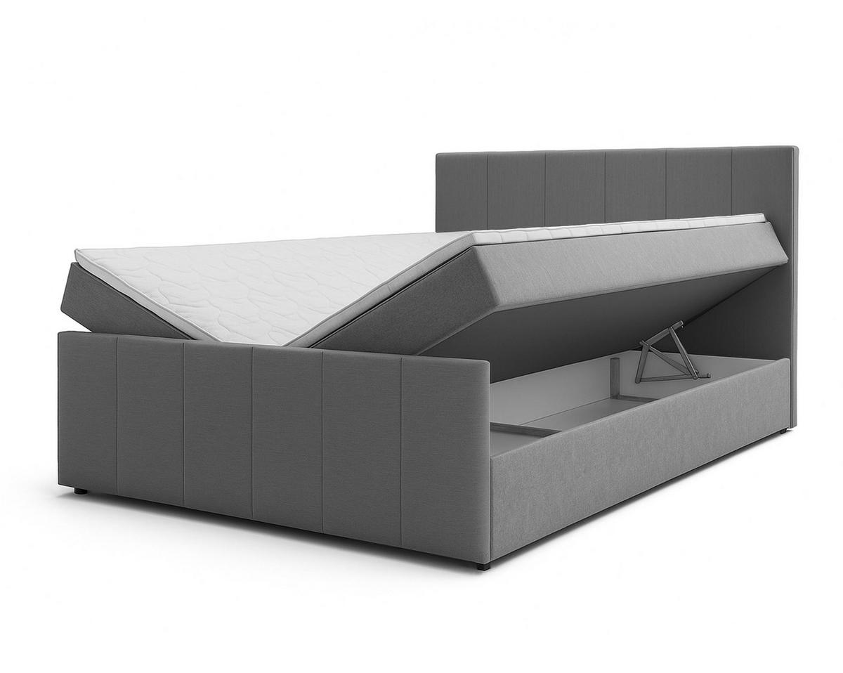 BOXBETT LEVENTE 160x200 cm mit Bettkasten und Matratze - Schwarz + TOPPER - Schwarz, Holz/Holzwerkstoff (160/200cm) - AX Living