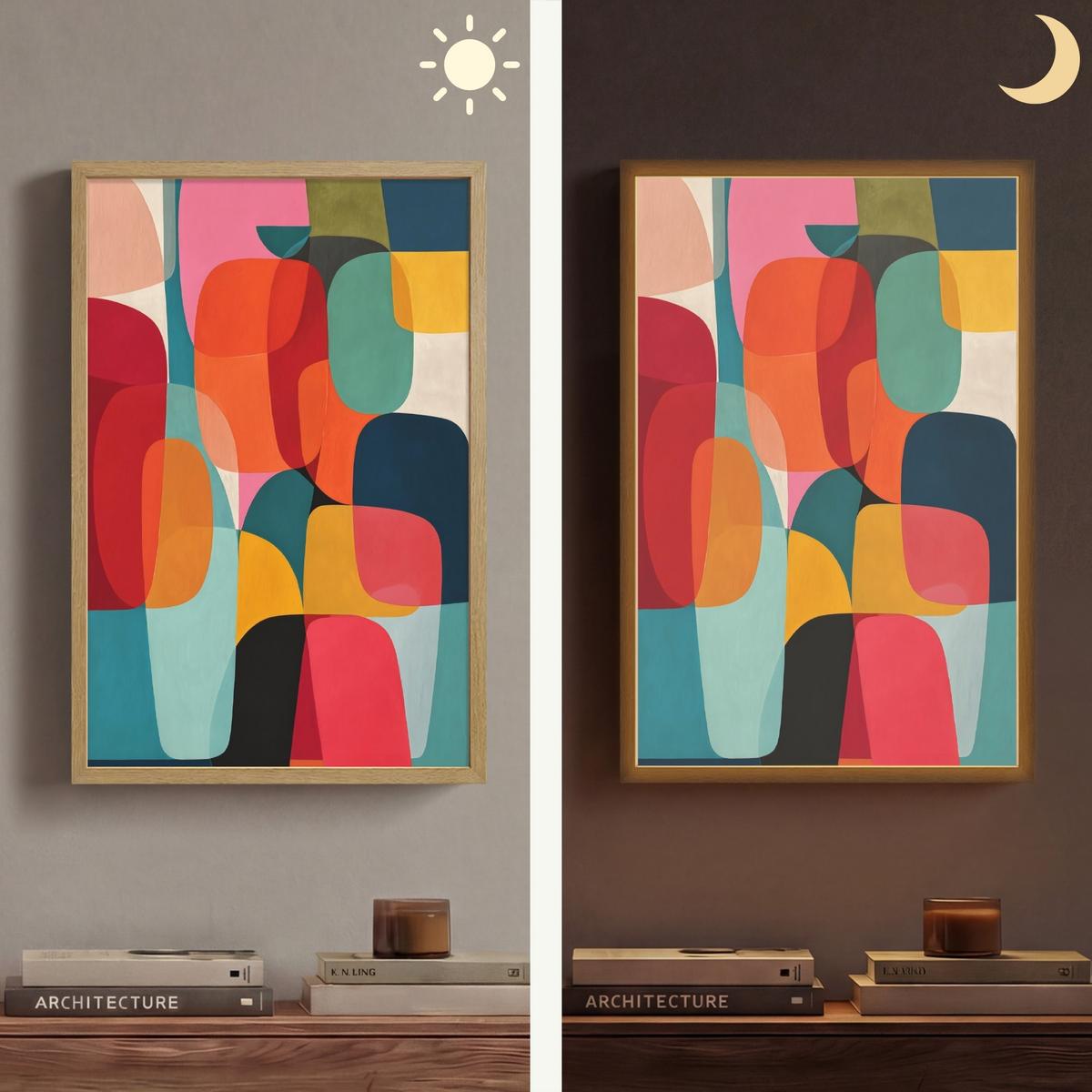 WANDLEUCHTE MIT AKKU Formen - Bunt - Abstrakt - Flugzeuge 40x60 cm - Multicolor, Holzwerkstoff (40/60/8cm) - OnlyWow