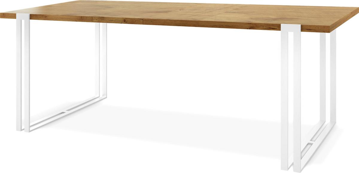 ESSTISCH Lilo rechteckig ausziehbar, Lancelot Eiche 160-260/90/76 cm - Eichefarben/Weiß, Holzwerkstoff/Metall (90/260/76cm) - WFL GROUP