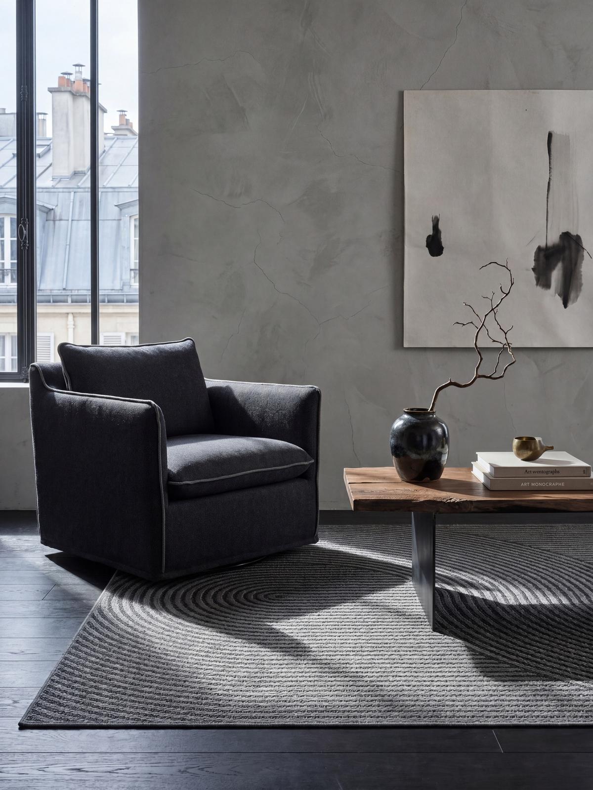 FLACHWEBTEPPICH Geometrisch BORNO Polypropylen Anthrazit 120 x 170 cm - Anthrazit, Textil (120/170cm) - KADIMA DESIGN