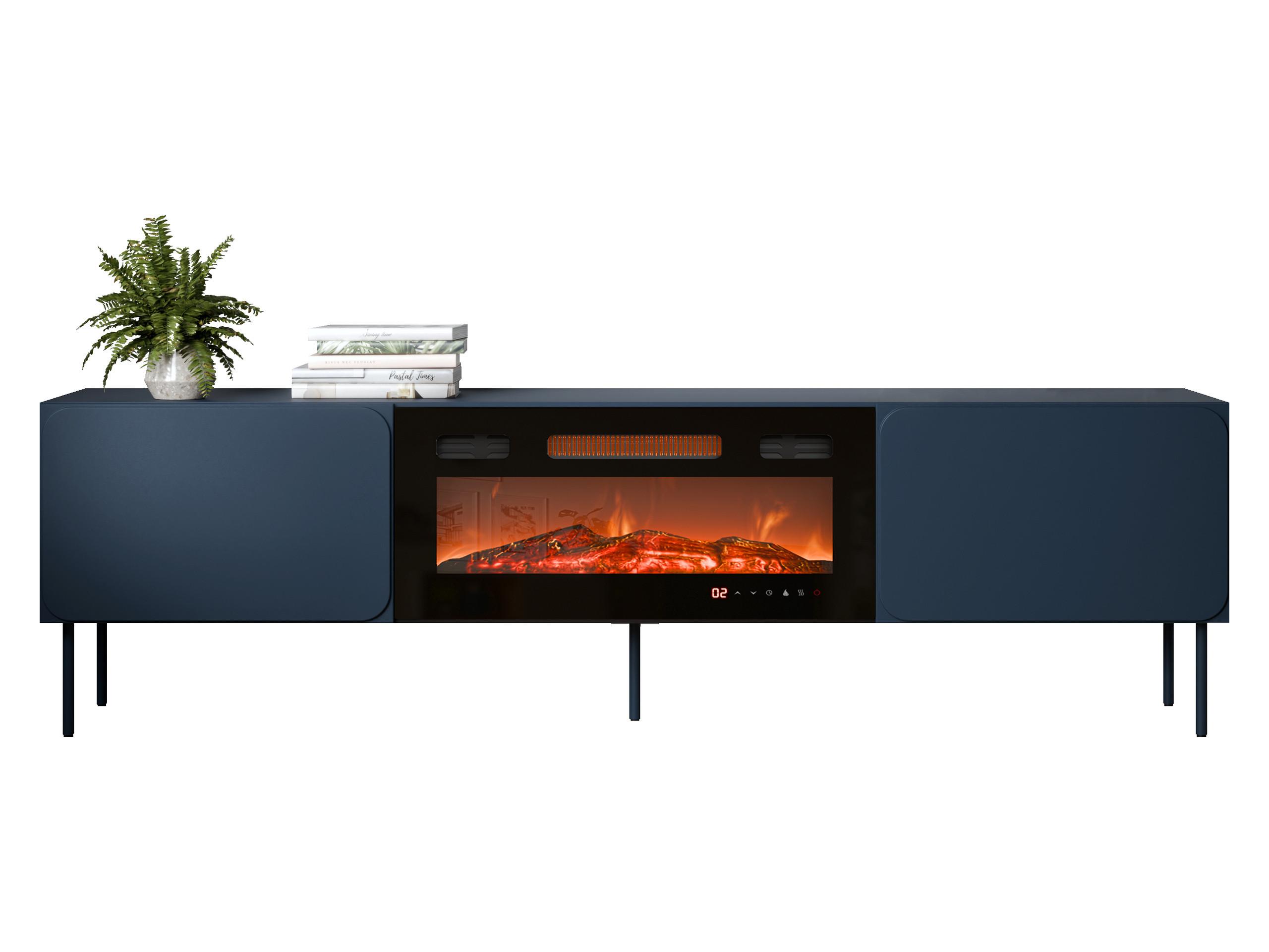 TV-LOWBOARD Rafael 200 EF mit Kamin - Blau, Holzwerkstoff/Metall (200/58/40cm) - MIRJAN24