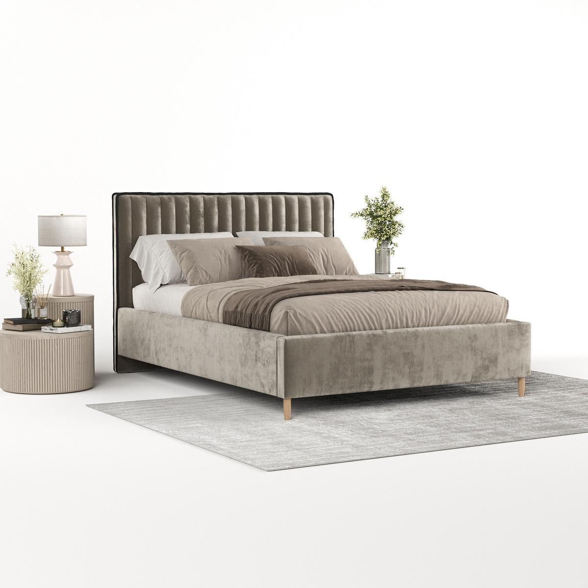 POLSTERBETT Aria 160/200 cm Beige im Lotta Stoff - Beige/Naturfarben, Holz/Holzwerkstoff (160/200cm) - AltaBeds