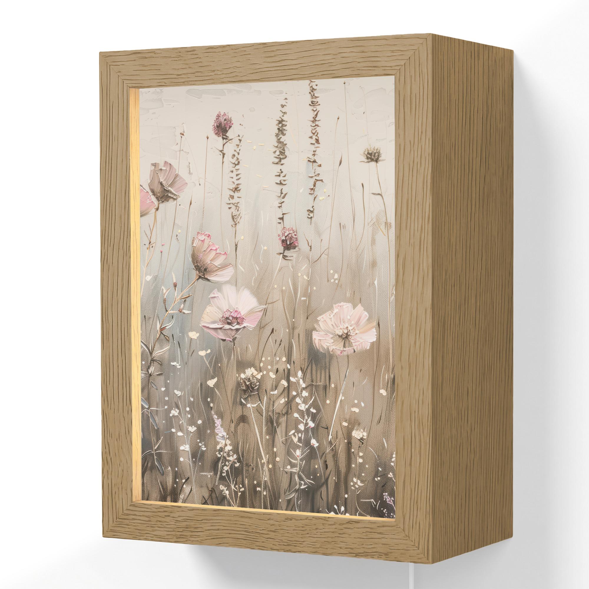 WANDLEUCHTE Blumen - Rosa - Modern - Beige 15x20 cm - Altrosa, Holzwerkstoff (15/20/8cm) - OnlyWow