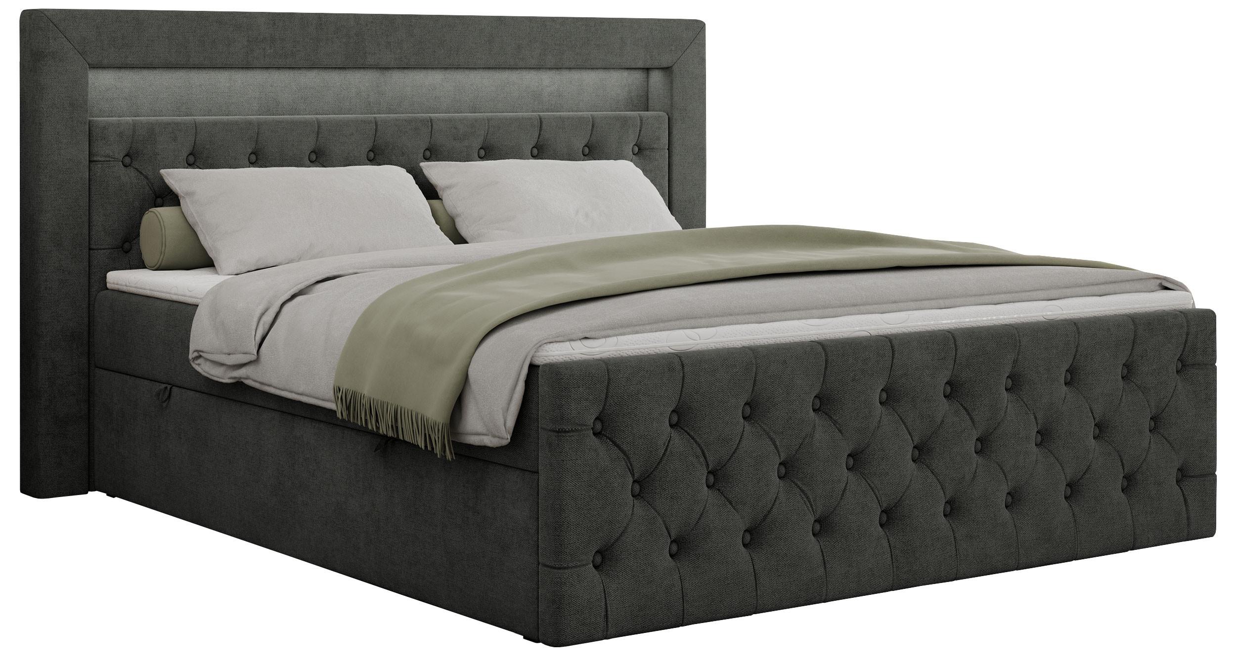 BOXBETT GOLD-9 LED 200/200 Dunkelgrau Struktur - H4 - Dunkelgrau, Holz/Textil (200/200cm) - MKS