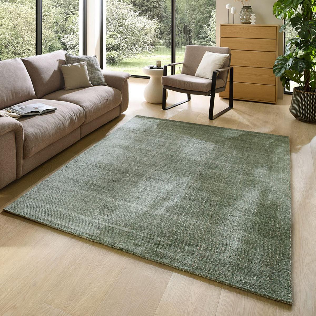 HANDWEBTEPPICH Venus 90x160 cm - Grün, Textil (90/160cm) - THEKO