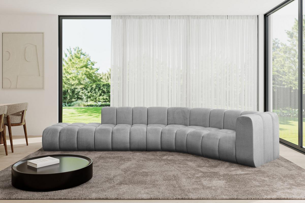 ECKSOFA modulares Sofa Tilmo-L1 - 399x194x70 cm Grau - Hellgrau, Holzwerkstoff/Textil (399/194cm) - ALTDECOR