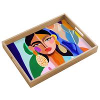 TABLETT Porträt - Frau - Modern 50x35 cm - Multicolor, Holz (50/5/5cm) - OnlyWow