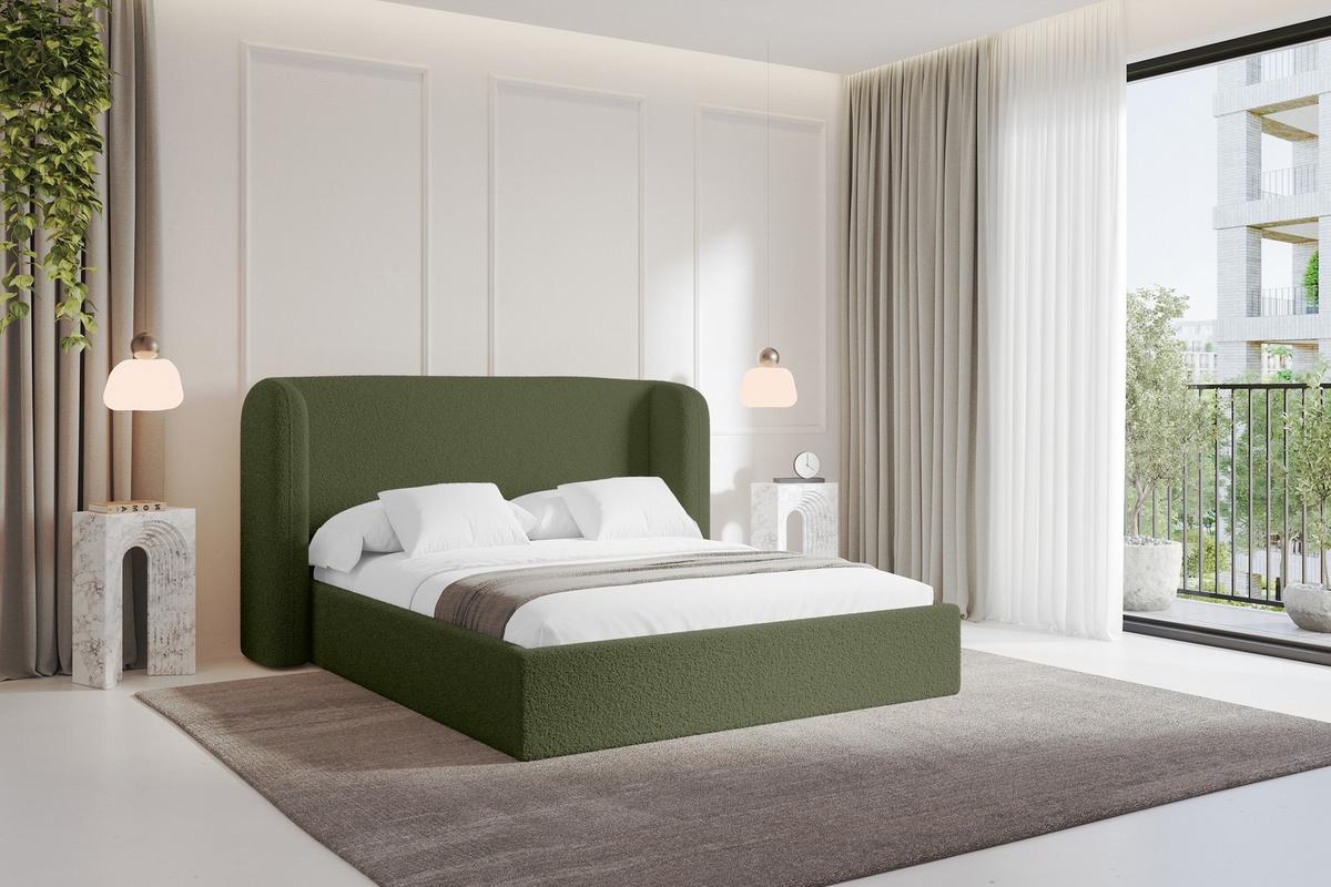 POLSTERBETT mit Bettkasten und Lattenrost, Boxbett ohne Matratze - ESTI 140x200 Grün - Grün, Holzwerkstoff/Textil (140/200cm) - ALTDECOR
