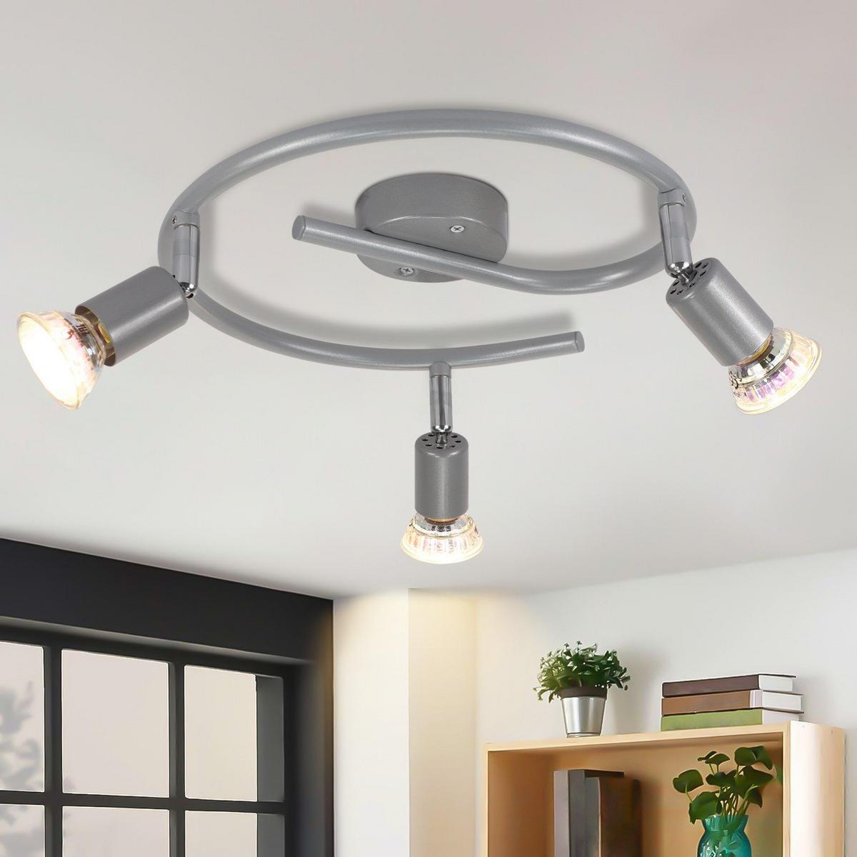 DECKENSTRAHLER Leroux 3-flammig 42/15/42cm - Silberfarben, Metall (42/15/42cm) - Nettlife